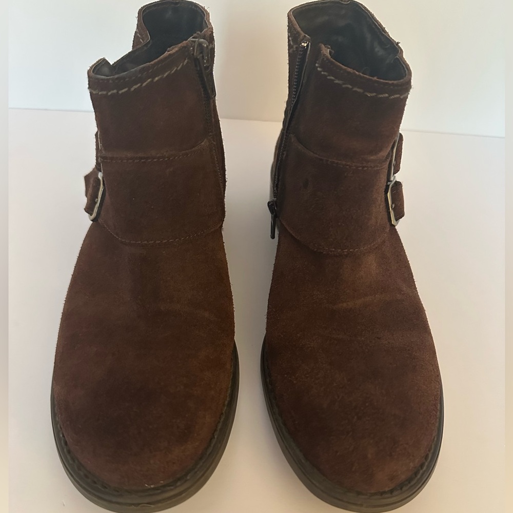 Eric Michael Brown Suede Ankle Boots with Chunky Heel